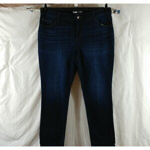 Lee Women's Blue Straight Leg Mid Rise Regular Fit Western Plus Size 20 W